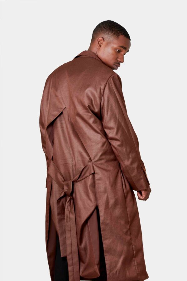 Manteau + chemise col v ema marron-1